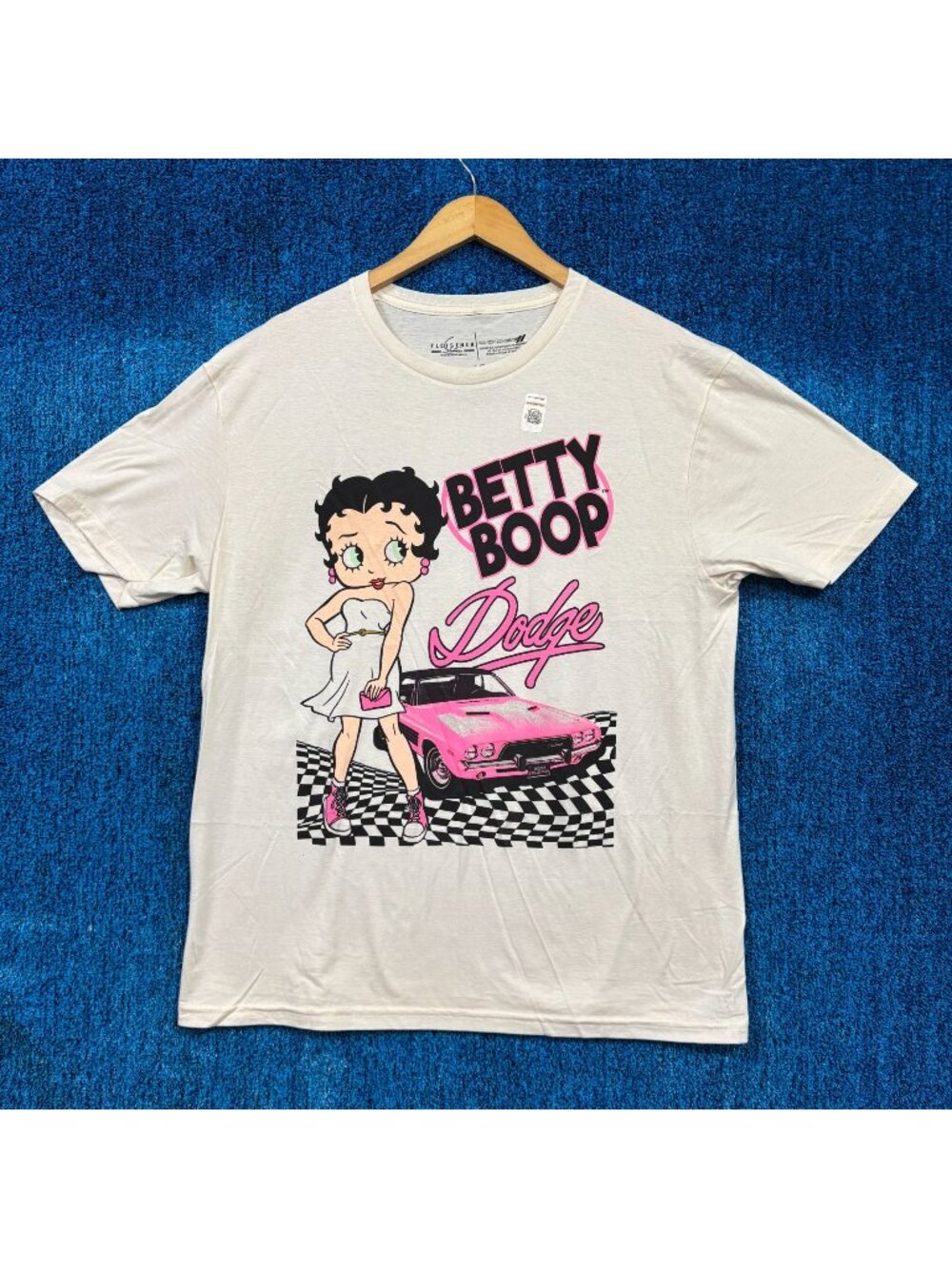 Betty Boop Dodge Musle Car Beige T-Shirt Size Large